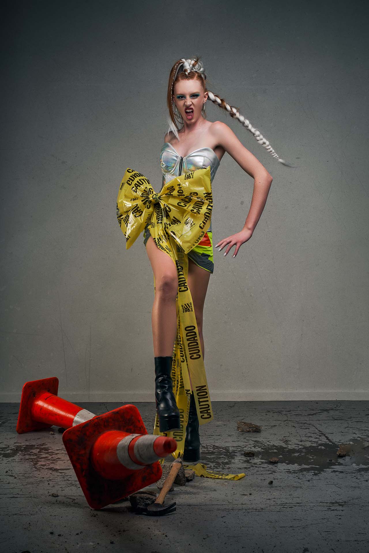 Fashion editorial photography shot on location at a construction site by Athena Underground